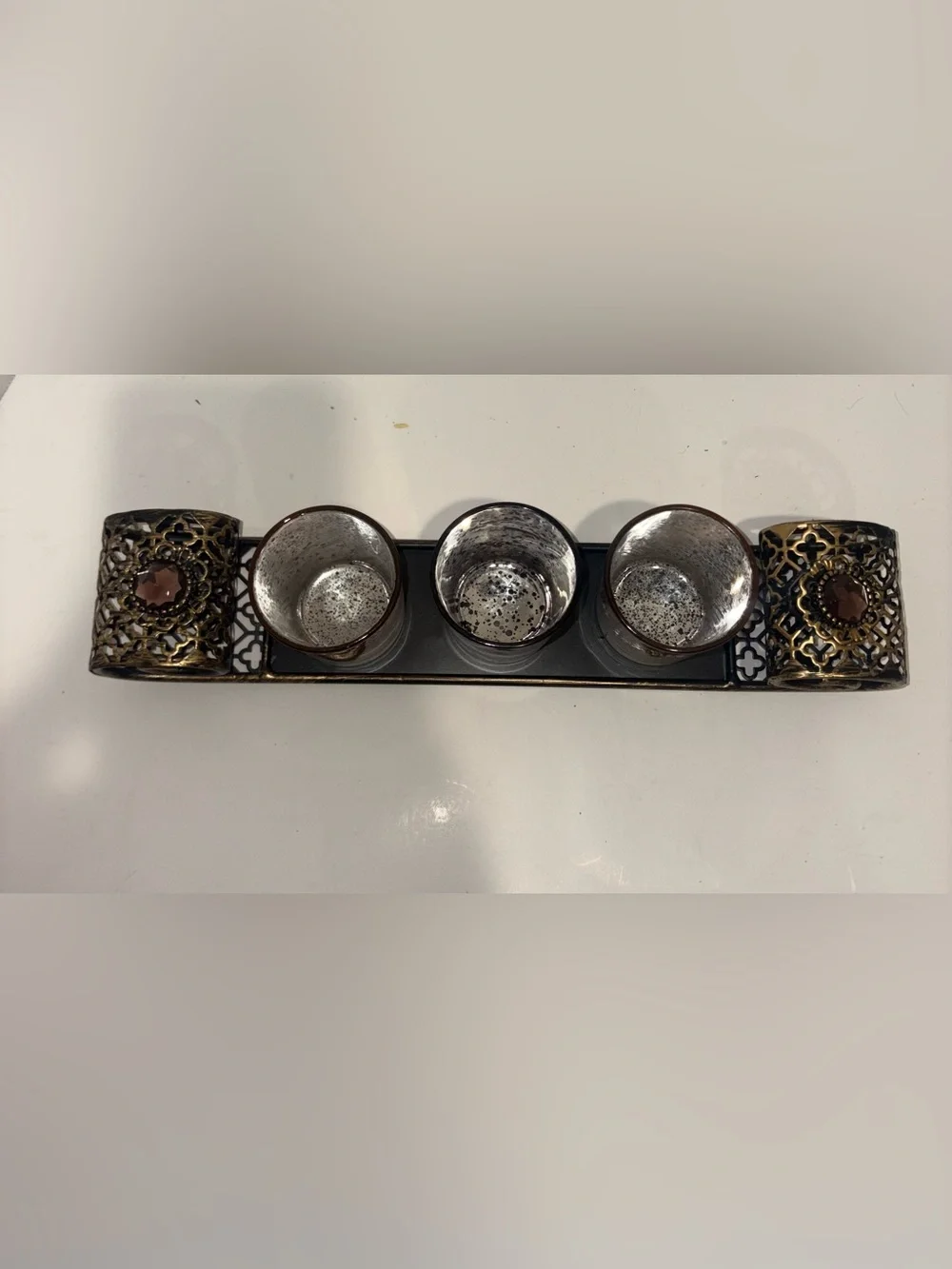 Decorative Metallic Votive Candle Holders - Brown and Champagne Set